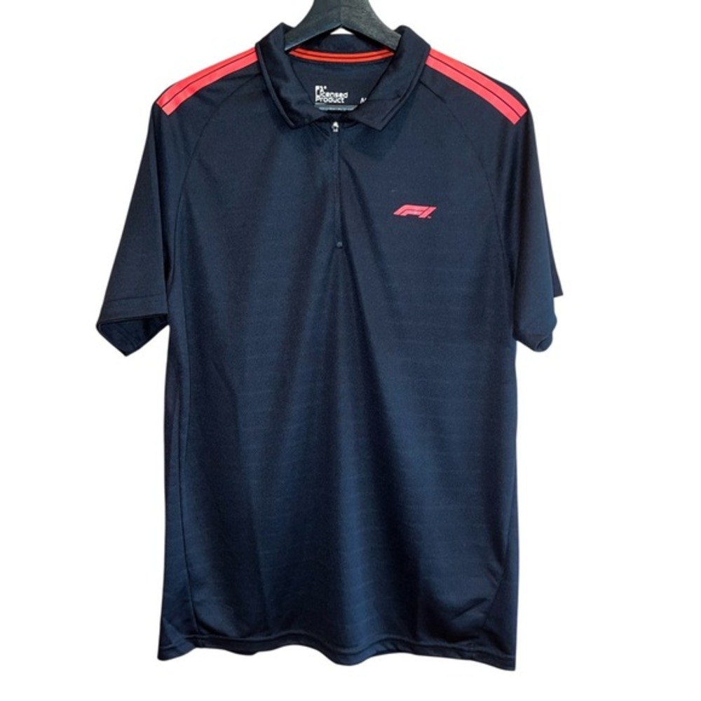 Formula 1‎ F1 Tech Polo Shirt Black Red Stripe Detail Motorsport Racing Mens M